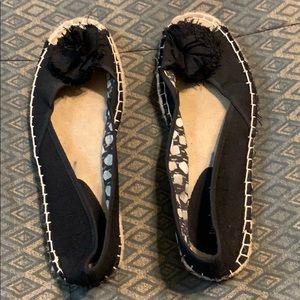 Lane Bryant peep toe black flats 9w